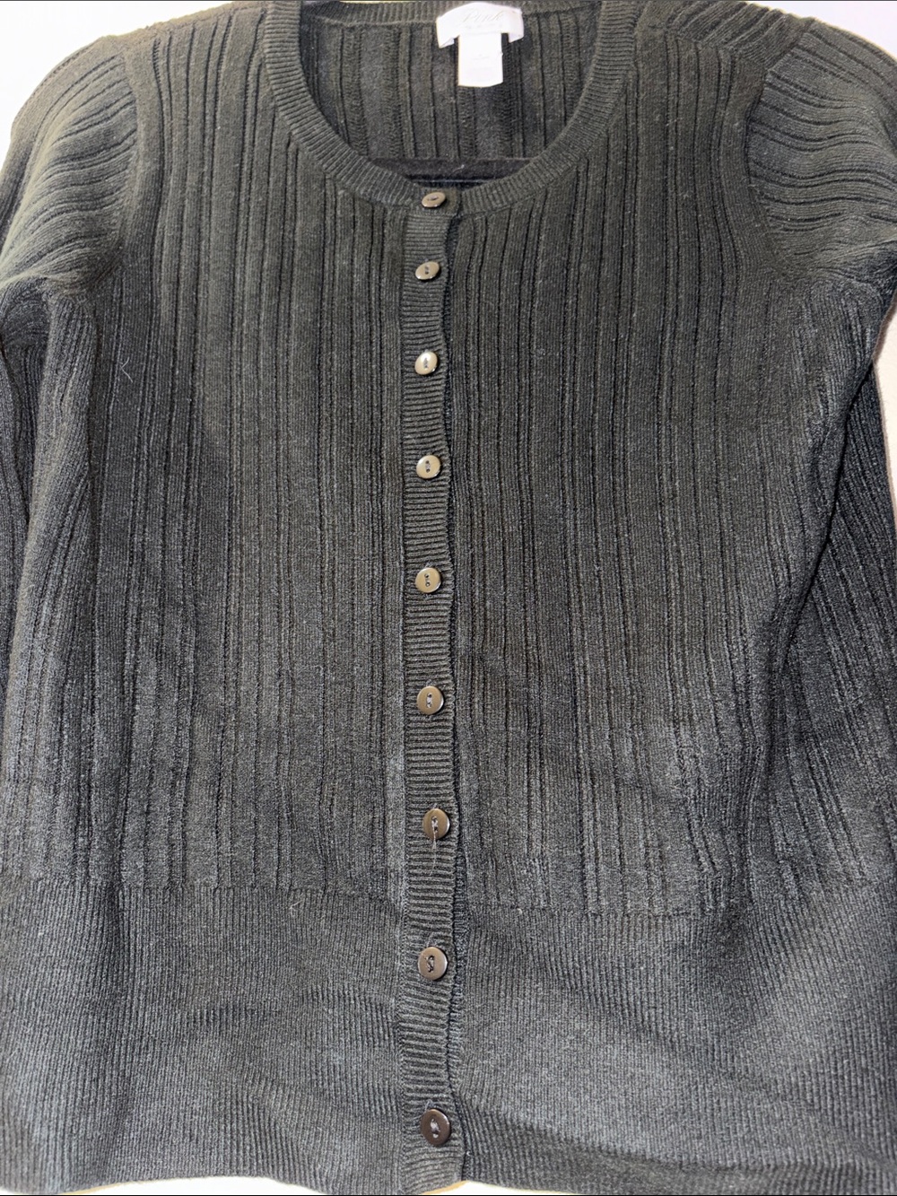 PINK Victoria's Secret Black Ribbed Button-Front Cardigan size Medium - Picture 4 of 10